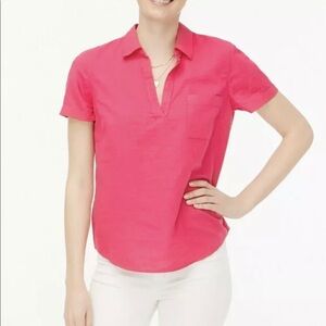 J Crew Linen Top in Hot Pink Size XLT